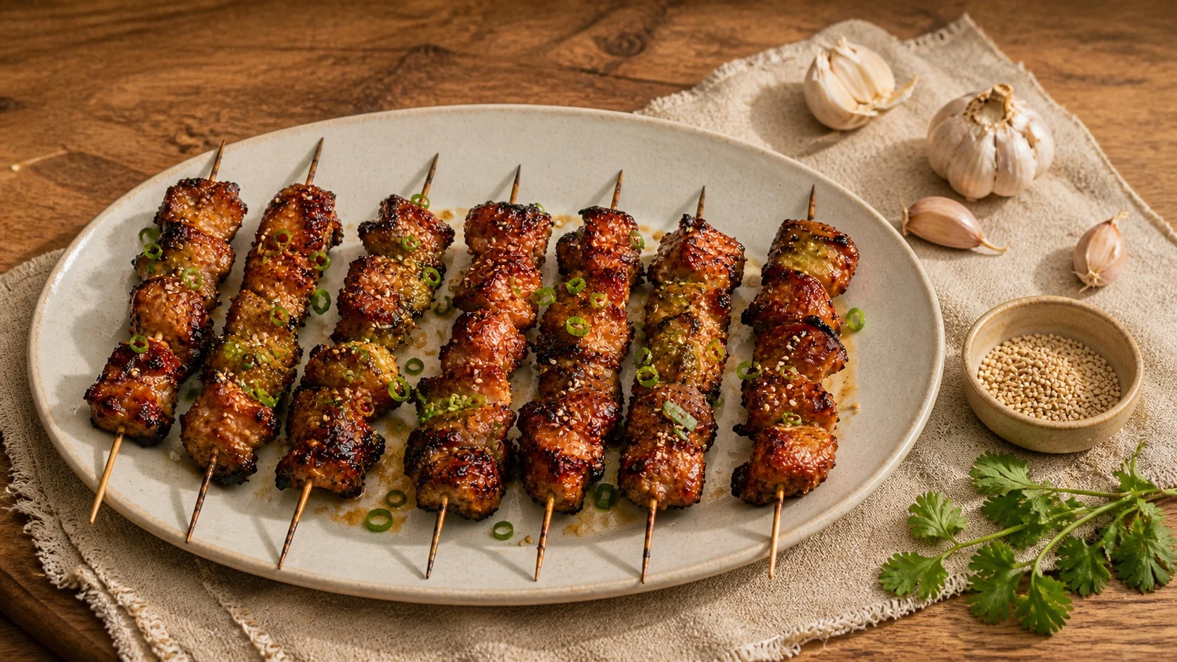 Honing-knoflook kipspiesjes